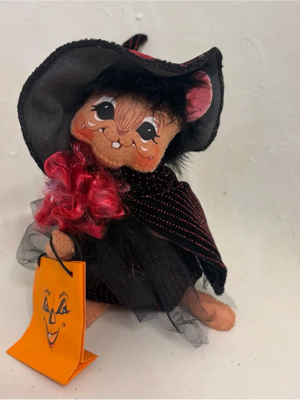 VTG Annalee Doll Halloween Girl Mouse Witch Spider Web Dress Trick or Treat 2004
